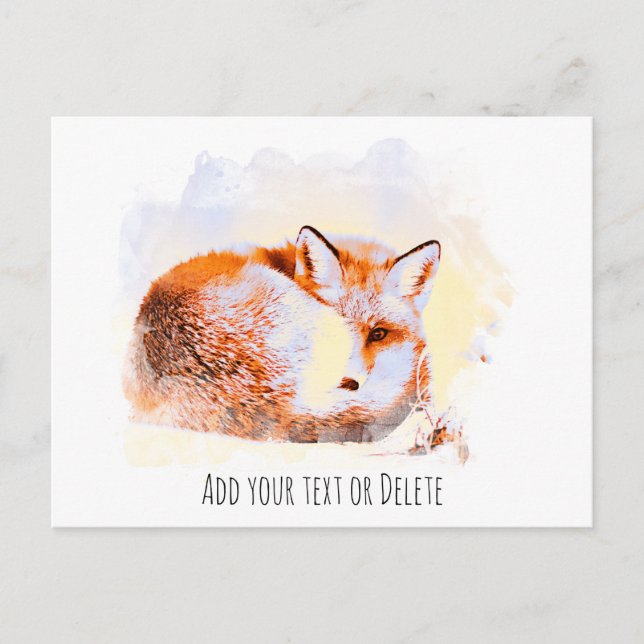 *~* Animal Red Fox Art  Ap18  Wildlife Text  Postcard (Front)