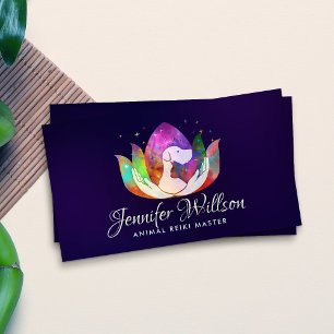 Animal Reiki Healing Watercolor Art Business Card