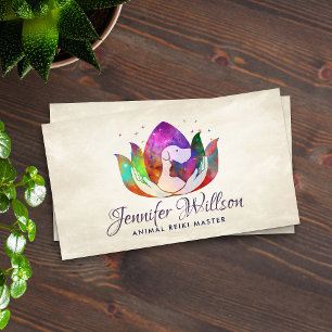 Animal Reiki Healing Watercolor Art Business Card