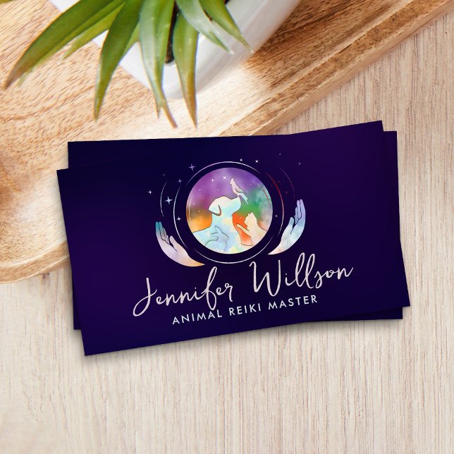 Animal Reiki Healing Watercolor Art Business Card (Creator Uploaded)