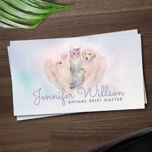 Animal Reiki Healing Watercolor Art Business Card