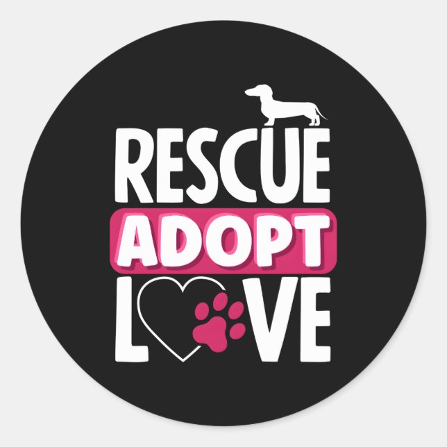 Animal Rescue Adopt Love Pet Adoption Classic Round Sticker (Front)