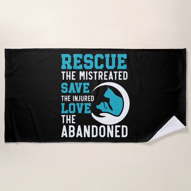 Animal Rescue Animal Rights Animal Adoption Beach Towel (Front)