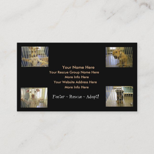 Animal Rescue Business Cards (Foster~Rescue~Adopt) (Front)