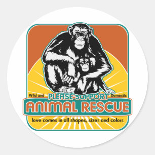 Animal Rescue Chimpanzee Classic Round Sticker