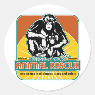 Animal Rescue Chimpanzee Classic Round Sticker