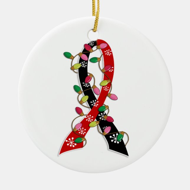 Animal Rescue Christmas Lights Ribbon Ceramic Tree Decoration (Front)