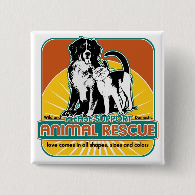 Animal Rescue Dog and Cat 15 Cm Square Badge (Front)