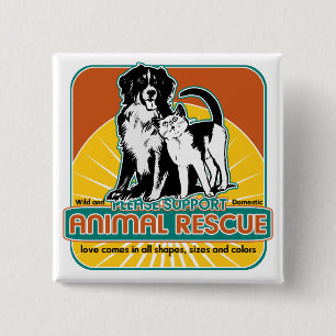 Animal Rescue Dog and Cat 15 Cm Square Badge