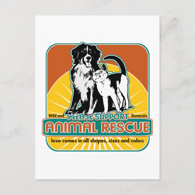 Animal Rescue Dog and Cat Postcard (Front)