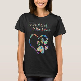 Animal Rescue  Dog Paw Print Tie Dye Rainbow Dog L T-Shirt