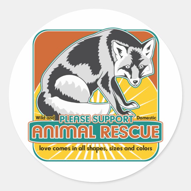 Animal Rescue Fox Classic Round Sticker (Front)