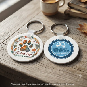 Animal Rescue Fundraiser Autumn Paw Print Key Ring