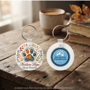 Animal Rescue Fundraiser Autumn Paw Print Tribute Key Ring