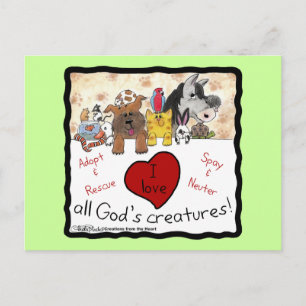 Animal Rescue-I love All God’s Creatures Postcard