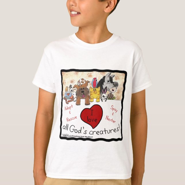 Animal Rescue-I love All God’s Creatures T-Shirt (Front)