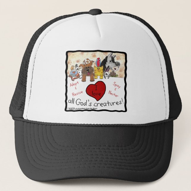 Animal Rescue-I love All God’s Creatures Trucker Hat (Front)