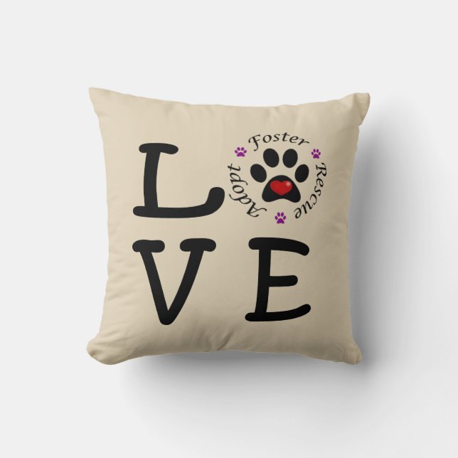 Animal Rescue Love Polyester Throw Pillow (Front)