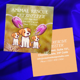 Animal Rescue Pet Shelter Cute Dogs Simple Modern Square Business Card