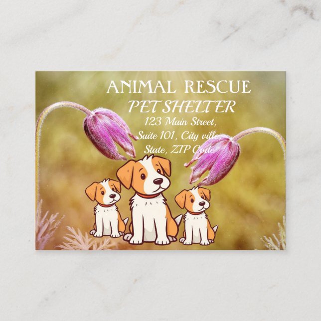 Animal Rescue Pet Shelter Organisation Simple Chic Business Card (Front)
