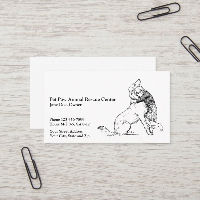 Animal Rescue Shelter Business Card (Front/Back In Situ)