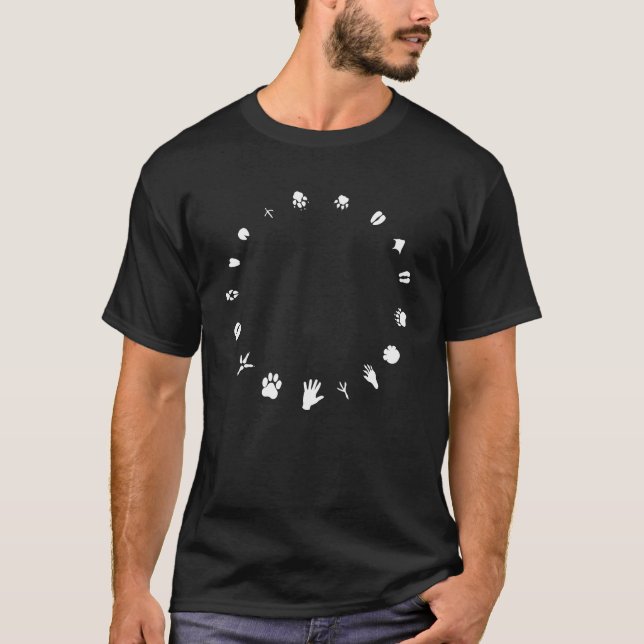 Animal Rescue Support Paw Footprints Circle Love T-Shirt (Front)