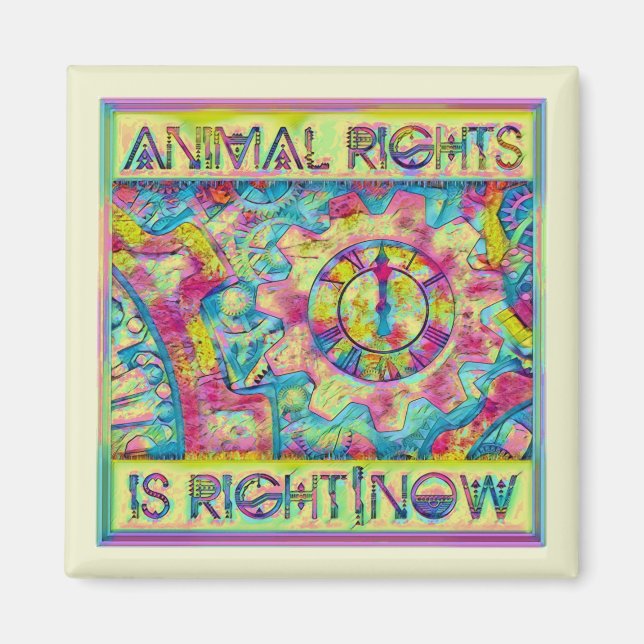 Animal Rights is Right|Now Pastel Steampunk Magnet (Front)