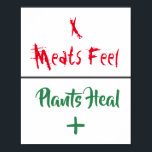 Animal Rights "Meats Feel Plants Heal" Poster<br><div class="desc">I think it's very important to be conscious of the foods we put into our mouths.  Animals are sentient beings and their feelings count too!  We need to be their advocates and raise our voices for them.  Thanks for checking out JulieArtwork and have a great day today!</div>