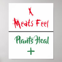 Animal Rights "Meats Feel Plants Heal" Poster