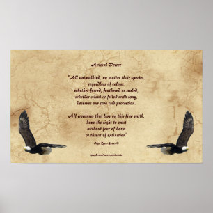 Animal Rights Poem and Bald Eagles Literary Poster
