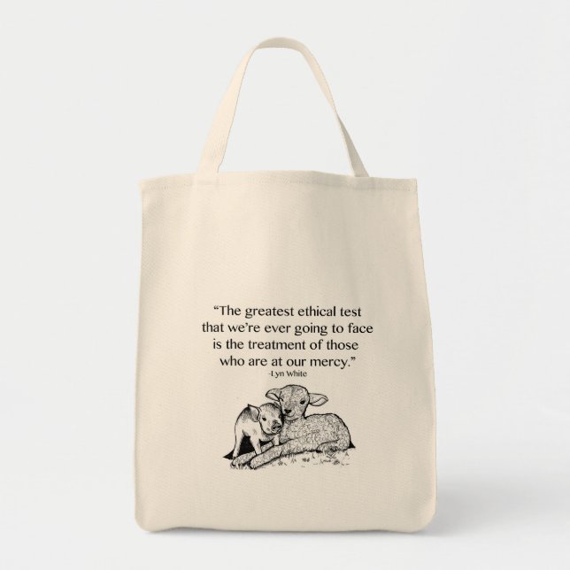 Animal Rights Quote Grocery Bag (Front)