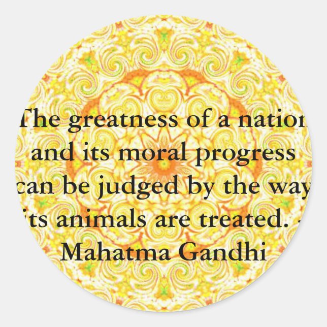 animal rights quote - Mahatma Gandhi Classic Round Sticker (Front)