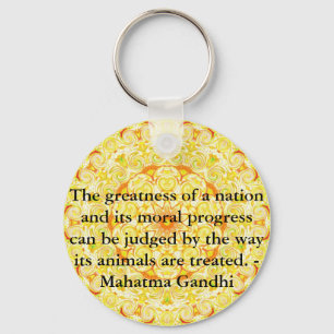 animal rights quote - Mahatma Gandhi Key Ring