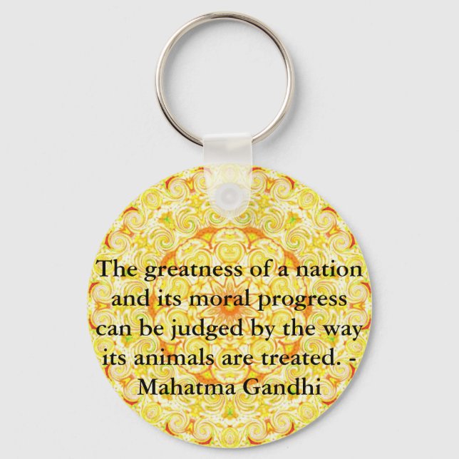animal rights quote - Mahatma Gandhi Key Ring (Front)