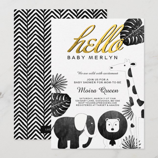Animal Safari Baby Shower Invite (Front/Back)