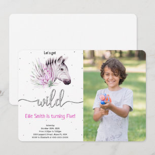 Animal Safari Birthday Photo Invitation