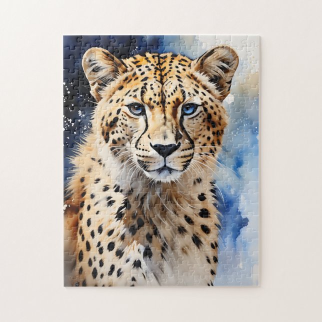 Animal Safari Cheetah Watercolor Jigsaw Puzzle (Vertical)