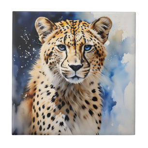 Animal Safari Cheetah Watercolor Tile