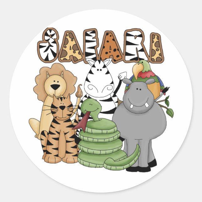 Animal Safari Classic Round Sticker (Front)