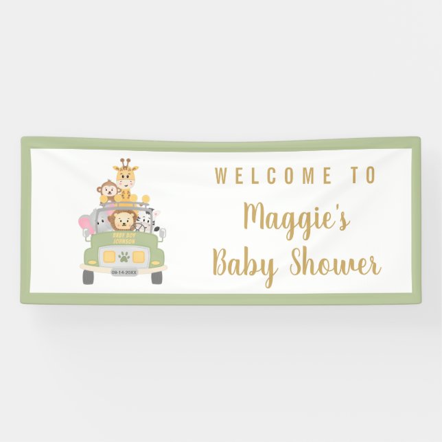 Animal Safari Cute Baby Shower Welcome Banner (Horizontal)