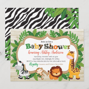 Animal Safari Jungle Baby Shower Invitation