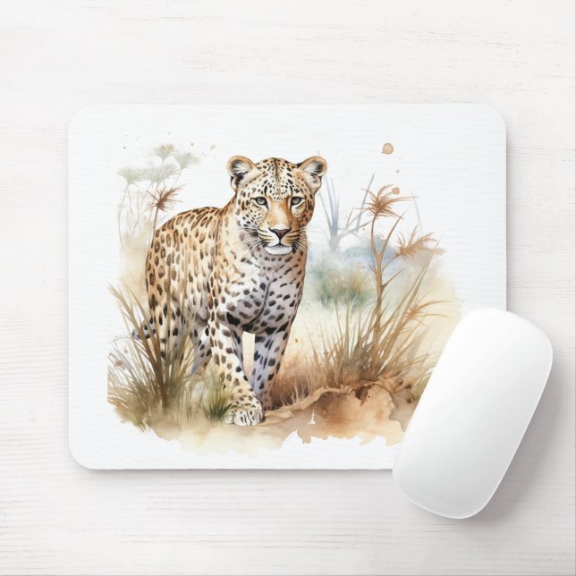 Animal Safari Leopard Mouse Mat (With Mouse)