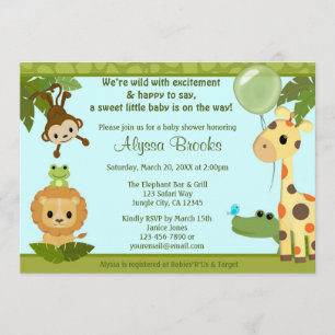 Animal SAFARI PARTY baby shower invitation monkey