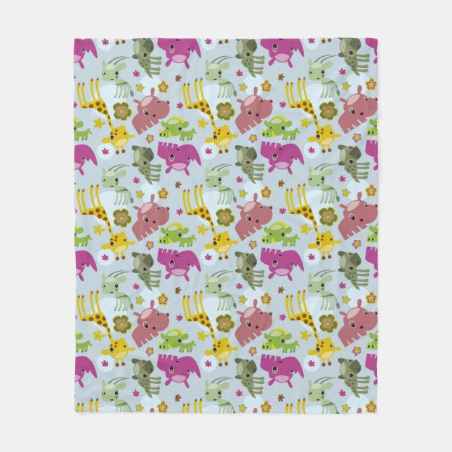 animal safari pattern fleece blanket (Front)