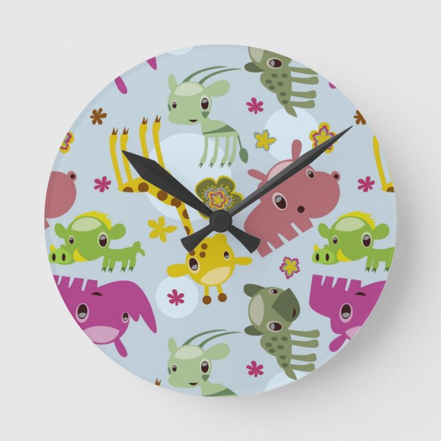 animal safari pattern round clock (Front)
