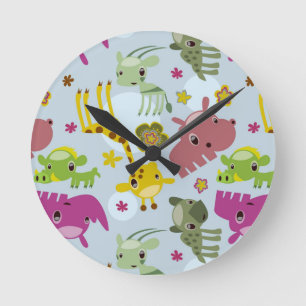 animal safari pattern round clock