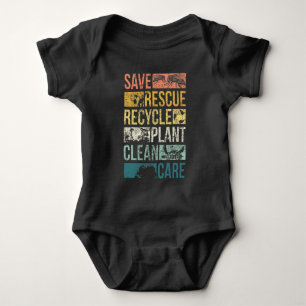 Animal Save Earth Turtle Climate Change Recycle Baby Bodysuit