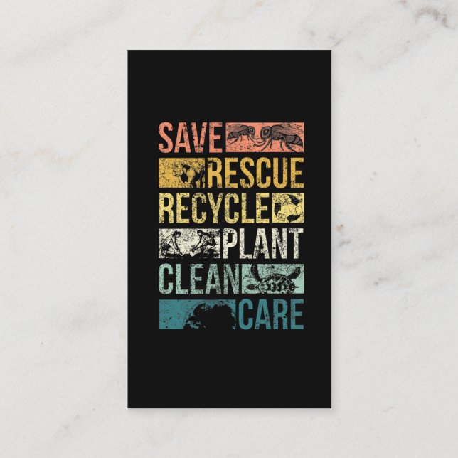 Animal Save Earth Turtle Climate Change Recycle Business Card (Front)