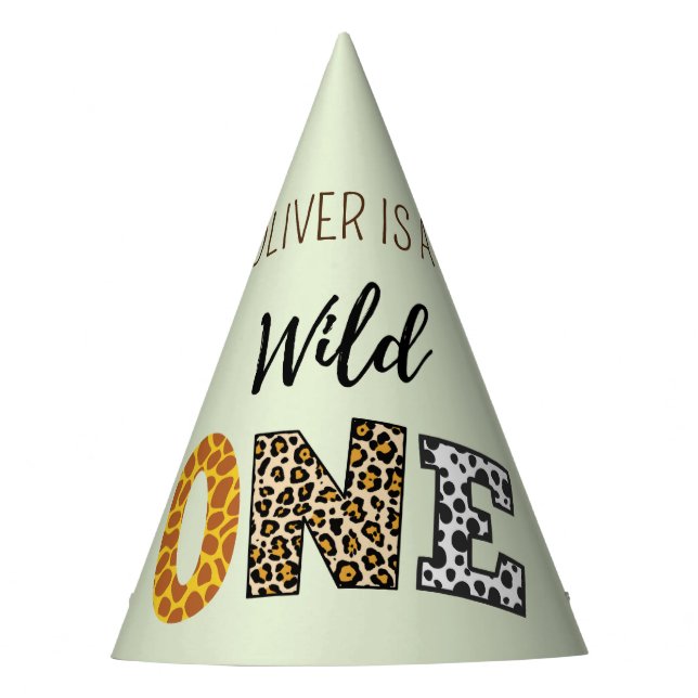 Animal Shape calligraphy wild one  Party Hat (Front)