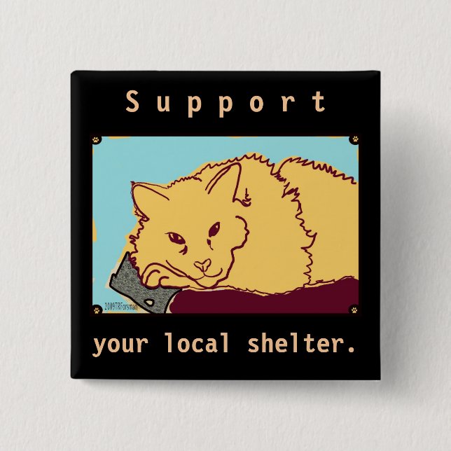 Animal shelter support Orange cat Button (Front)